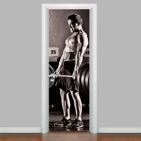 Adesivo para Porta Exercício Funcional Homem com Barra de Peso-63X210Cm
