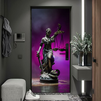 Adesivo de Porta Estatua Símbolo Advogacia Fundo Roxo-63X210Cm
