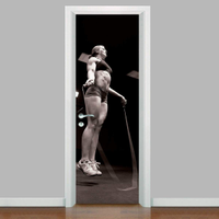 Adesivo para Porta Exercício Funcional Mulher Pulando Corda-83X210Cm