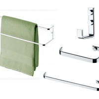 Kit lavabo banheiro acessorios 4 peças porta toalha duplo 45 cm, porta toalha rosto 30 cm, porta papel higienico, cabide