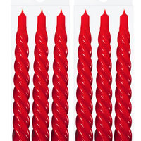Kit 9 Vela Espiral Natalina Decoração Vermelha Torcida 20cm