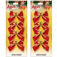 Kit 28 Laços De Bolinhas 10cm Pingentes Dourado Brilhante