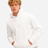 Blusão oversized masculino de moletom felpado nyc com capuz off white
