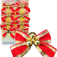 Kit 64 Laços Com Bolinhas Enfeite Natalino Dourado Brilhante