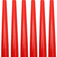 Conjunto 6 Vela Natalina Decoração Vermelho Castiçal De 21cm
