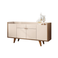 Buffet Balcão Decorativo Albâni Sala de Jantar Pés Madeira MDP/MDF Off White/Castanho G26 - Gran Belo