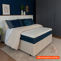 Base para Cama Box Solteiro Guldi com Guarda Objetos Bege
