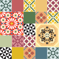 Adesivo De Azulejo Haus For Fun Mix Floral Geométrico 15X15