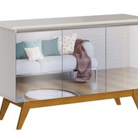 Buffet Classic 3 Portas Off White e Espelho - Imcal Móveis