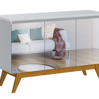 Buffet Classic 3 Portas Branco Acetinado e Espelho - Imcal Móveis