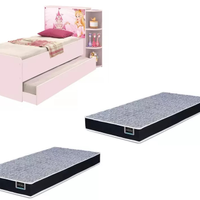 Base Cama Baú Solteiro Princesas Rosa Bicama Multiuso com Base Auxiliar e 03 Prateleiras + 2 Colchão De Espuma D28