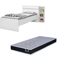 Base Cama Baú Solteiro Branca Multiuso Com 2 Gavetas e 3 Prateleiras + 1 Colchão De Espuma D28 - 188X88