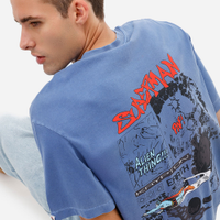 Camiseta masculina estonada manga curta super homem azul