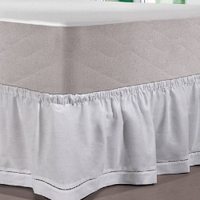 Saia Box Solteiro Plus Ponto Palito com Elástico Branco