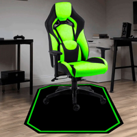 Protetor de Piso Tapete para Cadeira Gamer 1,20x85cm Preto com Borda Verde