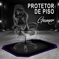 Protetor de Piso Tapete para Cadeira Gamer 1,20x85cm Preto com Borda Roxo