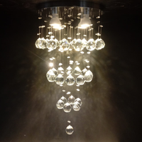 Lustre de Cristais Inox Espelhado para Sala de Jantar, Sala de Estar, Escritório e Quarto Incolor 45 cm