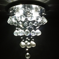 Lustre de Cristais Inox Espelhado para Sala de Jantar, Sala de Estar, Escritório e Quarto 30 cm