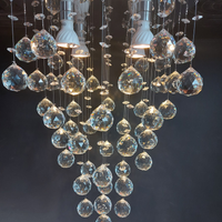 Lustre de Cristais Inox Espelhado para Sala de Jantar, Sala de Estar, Recepção e Quarto 55 cm