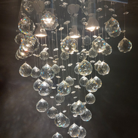 Lustre de Cristais Inox Espelhado para Sala de Jantar, Sala de Estar, Escritório e Quarto 45 cm