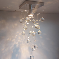 Lustre de Cristais Inox Espelhado para Corredor e Hall Social 25cm