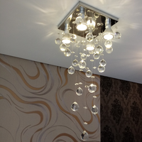 Lustre Chuva de Cristais Inox Espelhado para Recepção e Sala de Estar 60cm