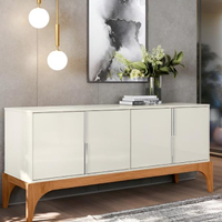 Buffet Amalf Suporte P/ Decoração 4 Portas Para Itens - Off White Perolizado/Jequitiba