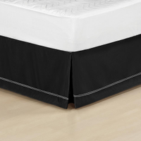 Saia Para Cama Box Inteiriça Com Detalhe Sutache Microfibra Casal Padrão - Preto