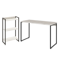 Kit Escritório Estante Areta 3 Prateleiras com Mesa Industrial Aspen 120cm C01 Snow - Lyam Decor