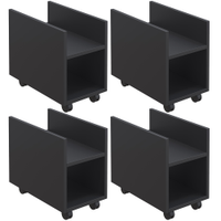 Kit 04 Suportes Para Cpu E Nobreak Com Rodízios Guide L03 Preto - Lyam Decor