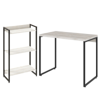 Kit Para Escritório Estante Areta 3 Prateleiras Mesa Industrial Aspen 90cm C01 Snow - Lyam Decor