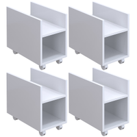 Kit 04 Suportes Para Cpu E Nobreak Com Rodízios Guide L03 Branco - Lyam Decor