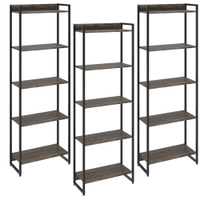 Kit 3 Estantes Multiuso Industrial 5 Prateleiras Areta 186x60cm C01 Carvalho Dark - Lyam Decor
