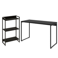 Kit Escritório Estante Areta 3 Prateleiras com Mesa Industrial Aspen 120cm C01 Onix - Lyam Decor