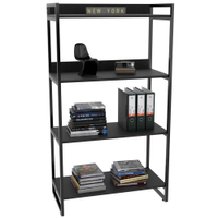 Estante Multiuso 4 Prateleiras Escritório Estilo Industrial Form C01 146x80 cm Preto Onix - Lyam Decor