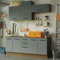 Kit com 2 Balcões e 2 Armários Aéreos Multiuso 200cm Rustic/Cinza Agata Madesa