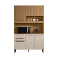 Kit Armário De Cozinha Compacta Ripado Arenas Multiuso Espaçoso Com 5 Portas 2 Gavetas 1,20 Luxo Pm