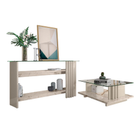 Conjunto Bancada e Mesa de Centro Darshan Calacata Off-White