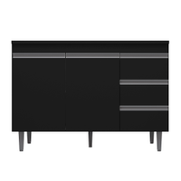 Balcão de Cozinha Madrid para Pia de 120cm Preto - Montanaris Decor