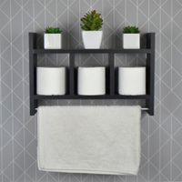 Nicho Porta Toalha Preto para Banheiro 45 x 30cm