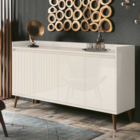 Buffet Aparador Retrô Clássico 4 Portas Off White - MoveisAqui