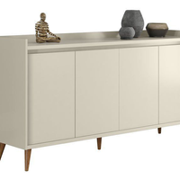 Balcao Buffet Retrô Delta 4 Portas Off White - MoveisAqui