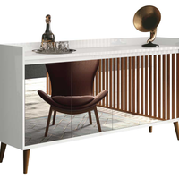 Balcao Buffet Retrô com Espelho Delta 4 Portas Branco Gloss - MoveisAqui