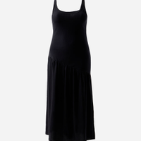 Vestido longo feminino assimétrico canelado mindset plus size preto