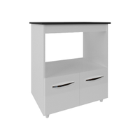 Balcão Armário de Cozinha para Fogão Cooktop 4 Bocas e Forno Elétrico Evelyn Mobília Decor Branco