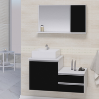 Conjunto Gabinete Banheiro CROSS 80 Branco / Preto
