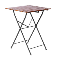 Mesa Dobrável 60x60cm em Ferro e Madeira Demolição Maciça Natural