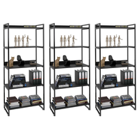 Kit 3 Estantes Livreiro Multiuso Prisma Estilo Industrial 80cm 5 Prateleiras C08 Preto Onix - Mpozenato