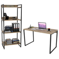 Conjunto Escritório Estilo Industrial Mesa 120cm e Estante 60cm 4 Prateleiras Prisma C08 Carvalho - Mpozenato
