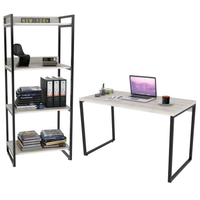 Conjunto Escritório Estilo Industrial Mesa 135cm e Estante 60cm 4 Prateleiras Prisma C08 Snow - Mpozenato